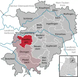 Kaart van Zweiflingen