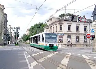 treinstel VT 34 in het centrum van Zwickau