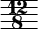  << \relative { \omit Staff.Clef \override Staff.BarLine.color = #(rgb-color 0.972 0.976 0.98) \override Staff.BarLine.hair-thickness = #8 \time 12/8 \set Timing.measureLength = #(ly:make-moment 1/8) s8 \bar "" } >> 